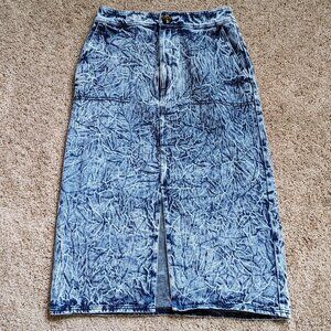 Who What Wear Skirt Womens 4 Blue Acid Wash 100% Cotton Retro Midi Jean Denim